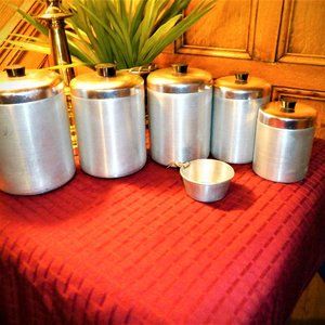 VINTAGE ~ 11 Pc MCM Aluminum ~ CANISTER SET ~ Made in ITALY